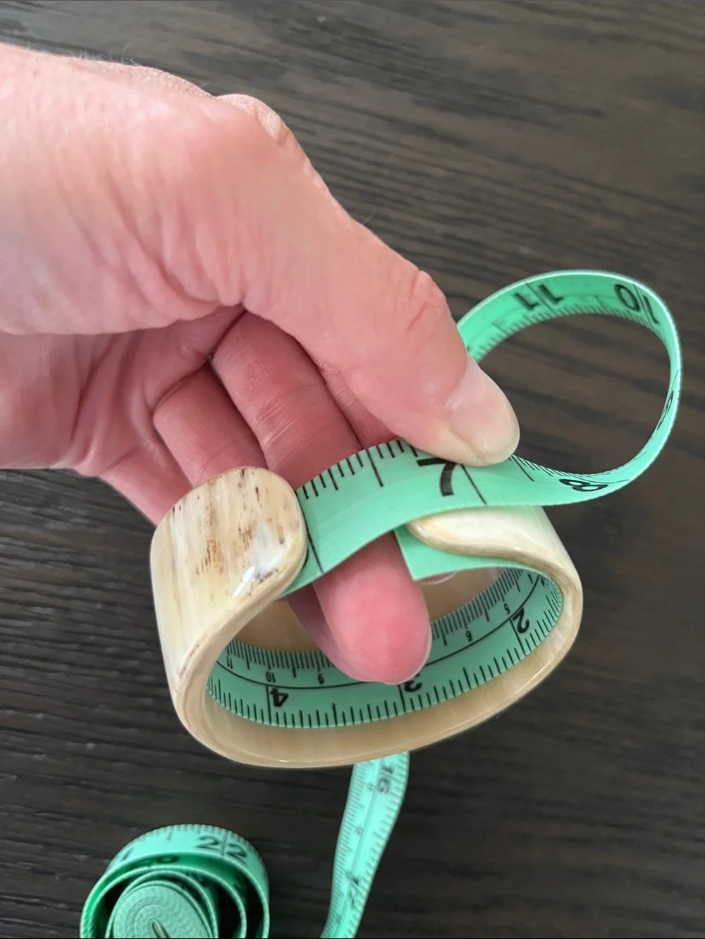Cream and Tan Toned Bone Wide Cuff Bracelet